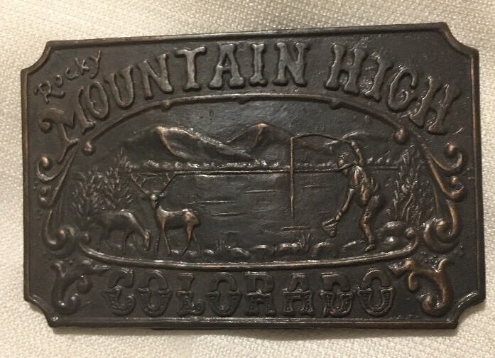 Men&rsquo;s Belt Buckle Colorado ROCKY MOUNTAIN HIGH Solid Metal Deer Wildlife NEW