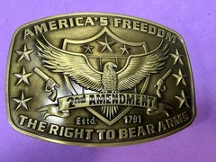 America&rsquo;s Freedom Right To Bear Arms 2nd Amendment Belt Buckle In New Condition