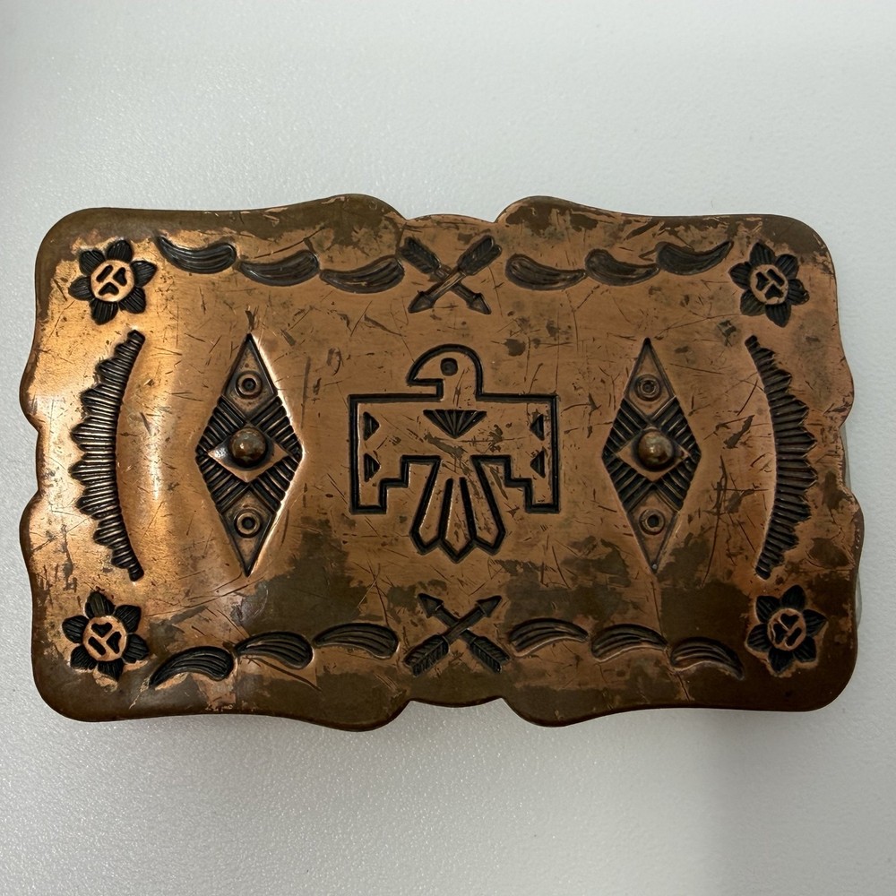 Bell Trading Post Thunderbird Vintage Belt Buckle Copper Nickel Silver Western