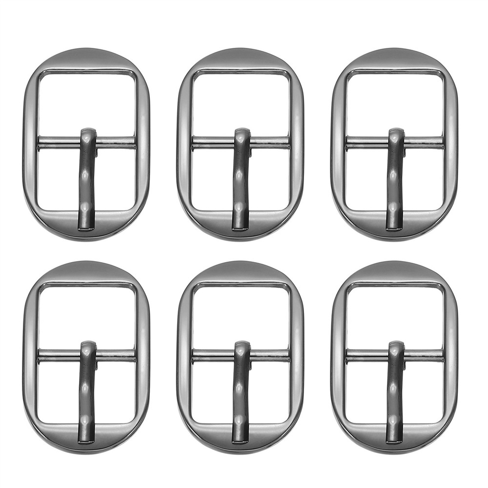 6 Pcs 0.6 Inch Single Prong Buckles Oval Center Bar Buckles, Black