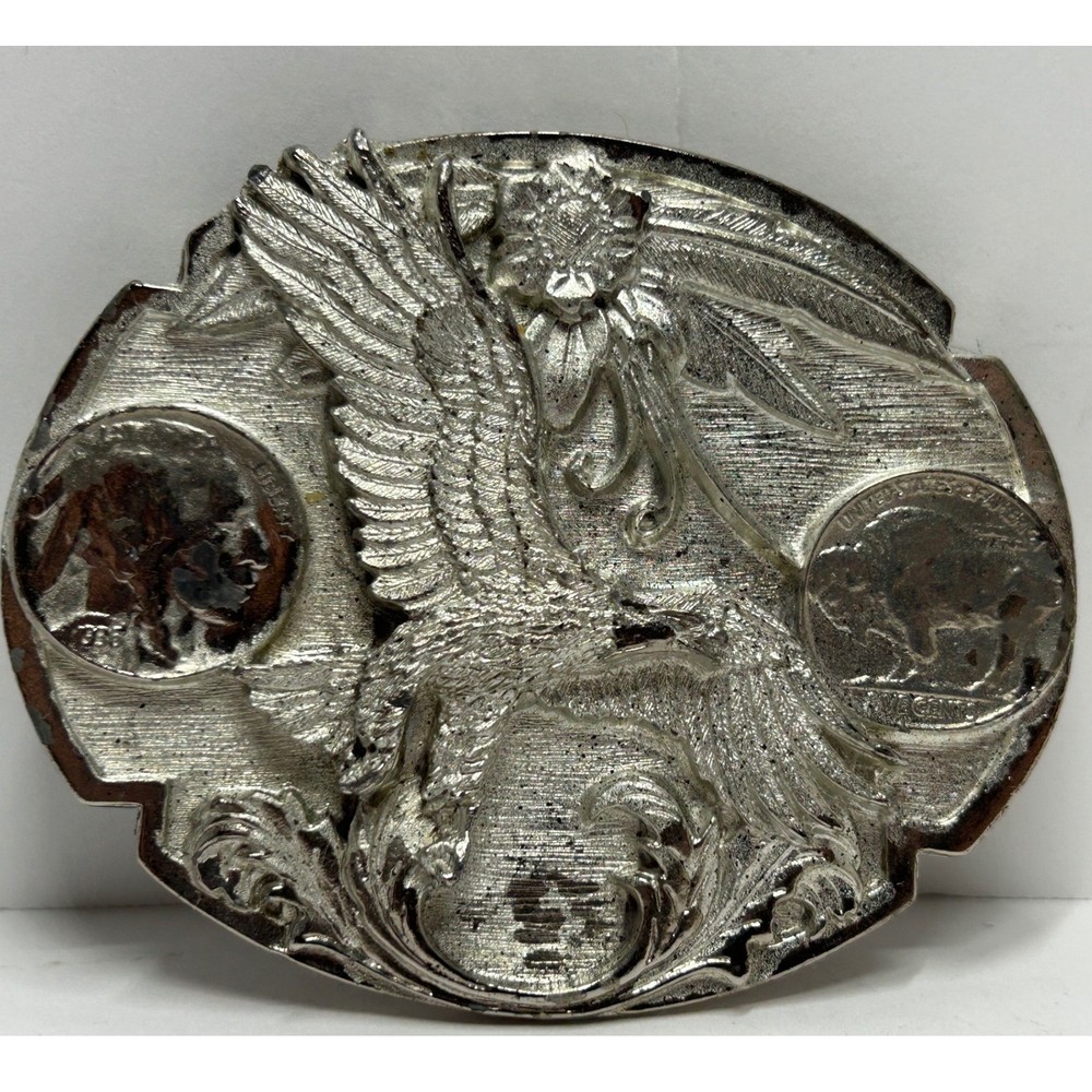 Siskiyou Buckle Co 1995 Eagle Buffalo Nickel Belt Buckle Pewter USA