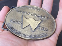 VTG BELT BUCKLE HW Moore Equipment Co Denver Colorado Construction Since 1913