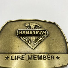 VTG 1996 Handyman Club Of America Life Member Belt Buckle Trucker Brass 3×2.5”