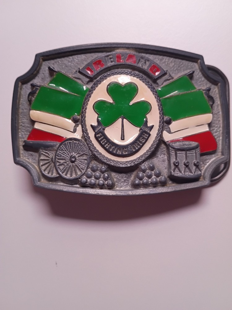 Tanside Ltd Ireland Fighting Irish Belt Buckle W/Shamrock Flag Vintage 2004DD236