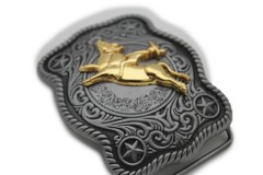Men Belt Buckle Big Dark Silver Metal Cowboy Western 3D Rodeo Bull Riding Gold