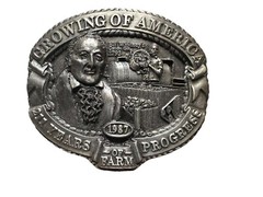 Vtg 1986 Nasco Eli Whitney Cast Iron Growing Of America Belt Buckle #258