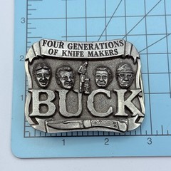 Buck Knives Metal Belt Buckle, Four Generations of Knife Makers