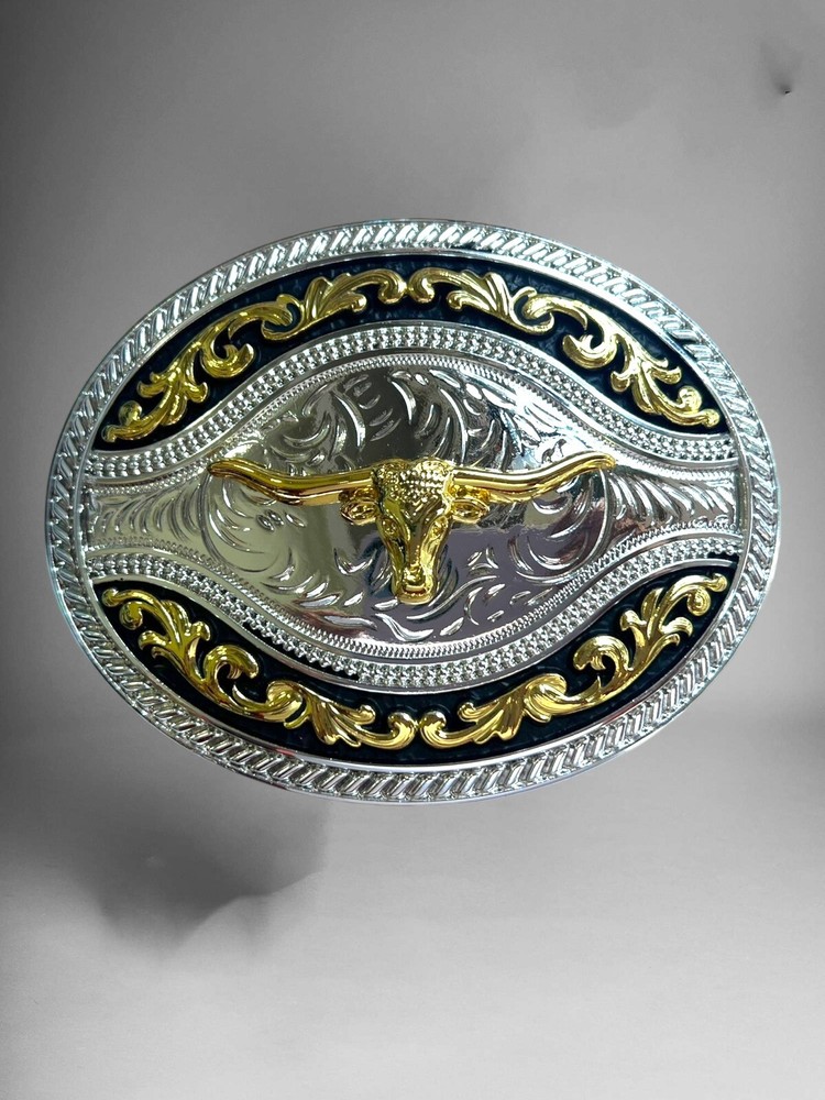 Long Horn Bull Rodeo Western Cowboy Belt Buckle Hebilla Vaquera Toro Con Cuernos