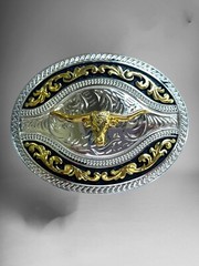Long Horn Bull Rodeo Western Cowboy Belt Buckle Hebilla Vaquera Toro Con Cuernos