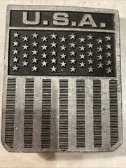 Vintage Belt Buckle American Flag Solid Pewter United States U.S.A. 2.75×2.25”
