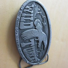 Oval 1974 vintage Bergamot WILD TURKEY pewter J-168 bourbon 3 7/8&Prime; x 2 1/8&Prime; old