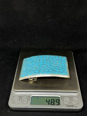 Native zuni inlay sleeping beauty Turquoise Sterling Silver Belt Buckle stamped