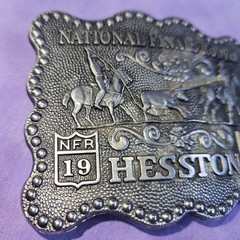 1987 National Finals Rodeo HESSTON Belt Buckle, Design By Fred Fellows, Ltd Ed.
