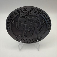 Reno Rodeo Charitable Foundation Bighorn Sheep Oval Belt Buckle 2013 3”x2.25”