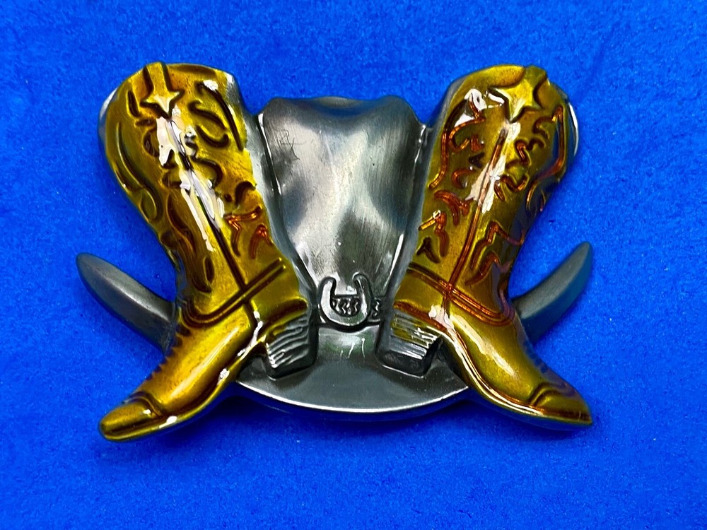 Boots And Hat – Country Western Cowboy Cowgirl Cut Out Vintage Belt Buckle