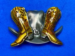 Boots And Hat – Country Western Cowboy Cowgirl Cut Out Vintage Belt Buckle