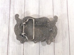 Silver Dagger Fleur De Lis Silvertone Belt Buckle with Black Crystals