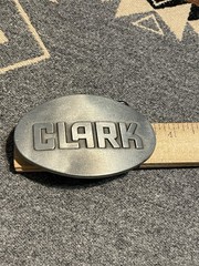 Vintage Clark Equipment Belt Buckle Gray Industrial Logo USA C