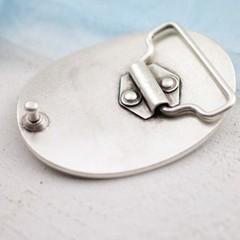 Modernist Swan Belt Buckle Oval Shape in Antique Silver for Belts