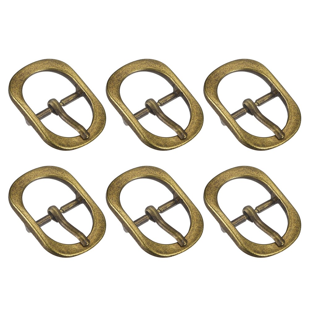 6Pcs 0.75&Prime; Single Prong Belt Buckle Oval Center Bar Buckles for Belt Brass