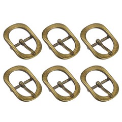 6Pcs 0.75&Prime; Single Prong Belt Buckle Oval Center Bar Buckles for Belt Brass