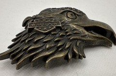 Vtg bronze Belt Buckle Eagle bandana stars USA