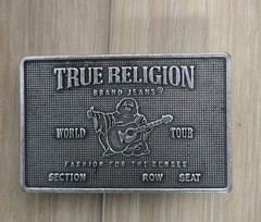 Vintage True Religion « World Tour » metal plaque belt buckle