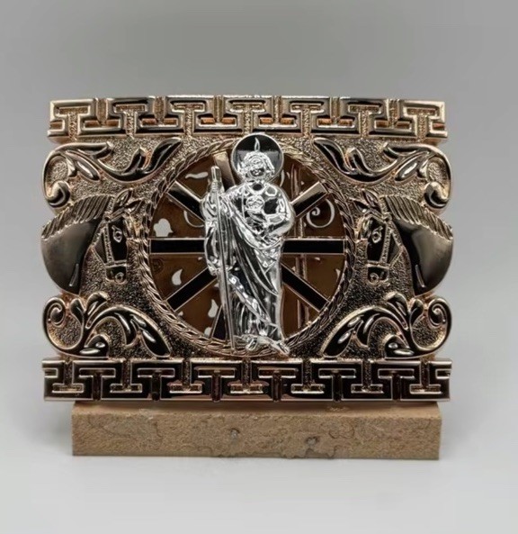 san judas belt buckle (rose gold)