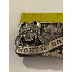 Vintage North Dakota Limited Edition Belt Buckle Native American Bison Western