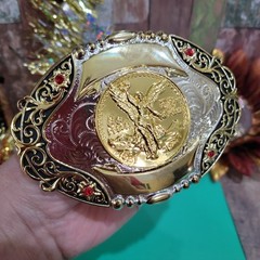 Centenario Western belt Buckle Gold Silver red Faux Mexican Peso Gift Item
