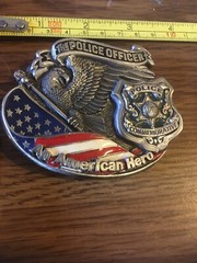 1994 GAP Belt Buckle The Police Officer An American Hero, pewter, enamel