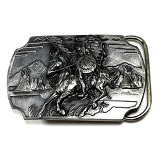 1991 Native American Crazy Horse Sioux Indian Chief Pewter Buckle Arroyo Grande