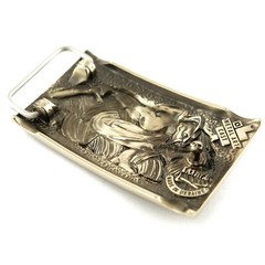German silver belt buckle « Werewolf », Military buckle, Animal Grey Wolf buckle