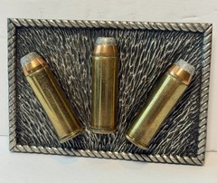 Vintage 1980 Bergamot Brass Works Bullets Belt Buckle Win Man 3 Cartridge