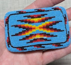 vintage NATIVE AMERICAN belt buckle BEADED handcraft NAVAJO indian western