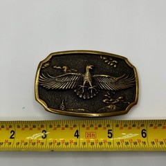 BTS Vintage Solid Brass Eagle Belt Buckle Made in USA Western Americana Relief