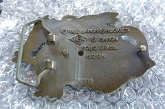 GREEN WINGED DRAGON WITH BABY DRAGONS SOLID BRASS BELT BUCKLE 1982 BARON BUCKLES