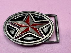 Moving Reversible Star (Red or Black) Belt Buckle by Heavy Metal Manufacturing