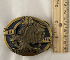 Vintage NRA Golden Eagles Embossed Gold/Black Heavy Belt Buckle Made in USA