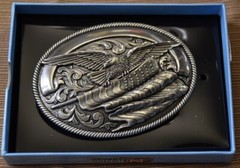 Nocona Western Mens American Eagle God Bless America Flag New in Box 4&Prime;x3&Prime; Oval