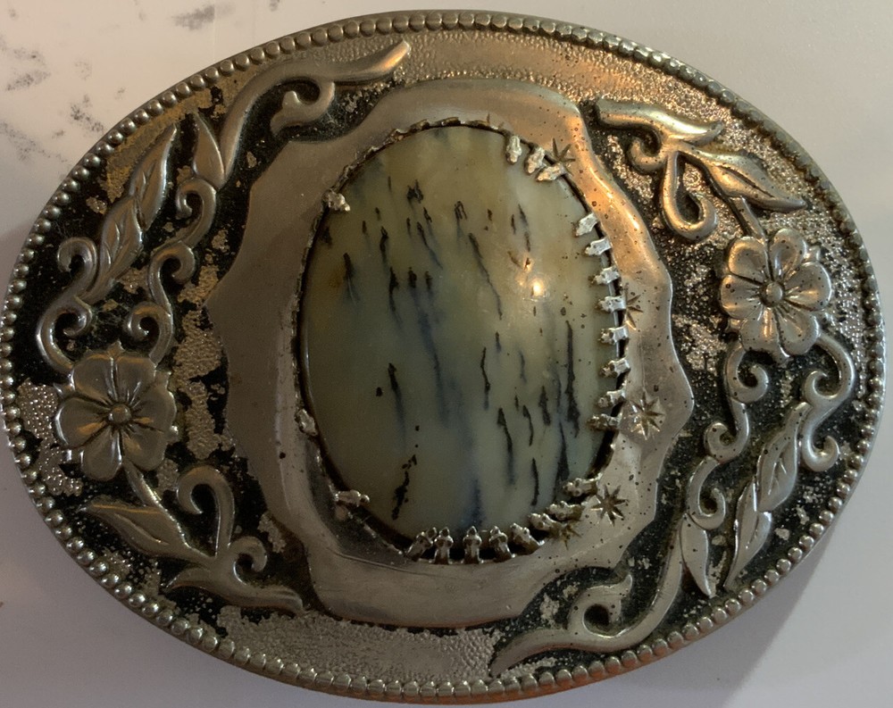 Western Belt Buckle With A Center Stone