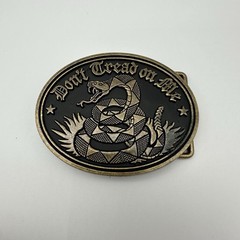 Don’t Tread On Me Belt Buckle Gadsden Snake Bronze Black Enamel VTG Patriotic