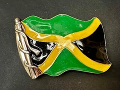 Jamaican Flag Jamaican Pride Silver Green Yellow & Black Patriotic Belt Buckle