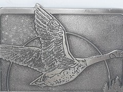 I&rsquo;d Rather Be Hunting Flying Goose Vintage Silver Tone Belt Buckle