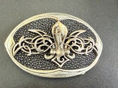 Celtic Knot Fleur De Lis Symbol Gothic Punk Vibe Black Silver Color Belt Buckle