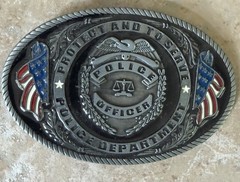 Police Officer Protect & Serve Eagle Metal Enamel Belt Buckle