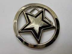 Famous Stars & Straps Five Point Star Logo See-Trough Silver Color Belt Buckle