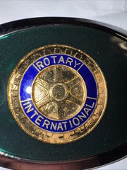 Vintage Rotary International Silver Green New Belt Buckle Rare Free Shipping