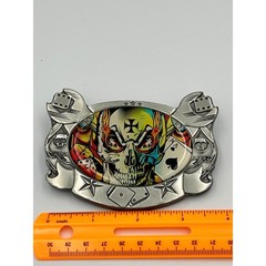 D.Vicente Skull Dice Ace Belt Buckle Colorful Tattoo Iron Cross Biker