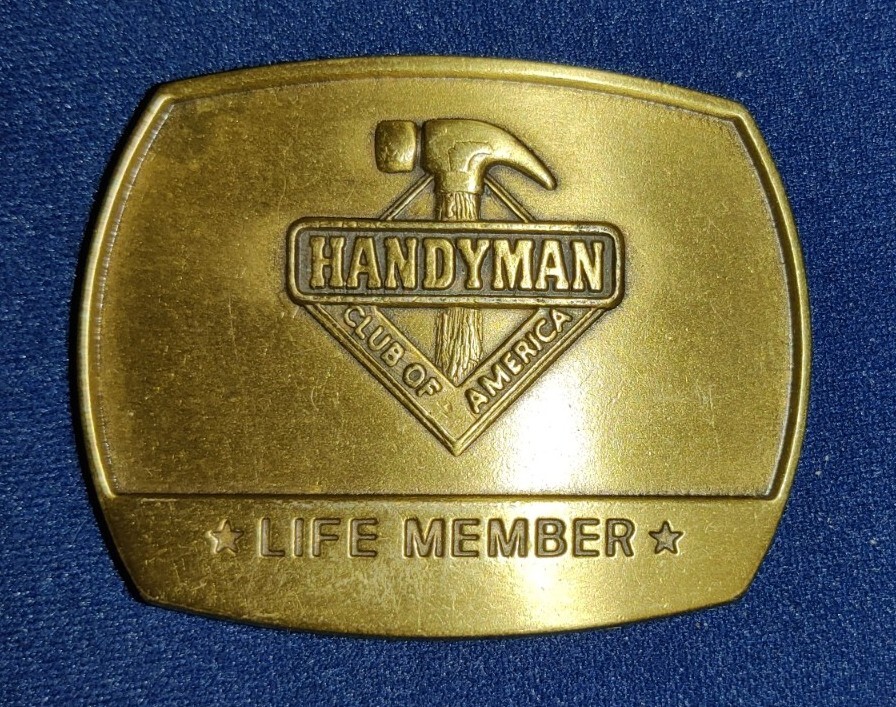 Handyman Club of America Life Member Belt Buckle Vtg 1996 Brass EUC